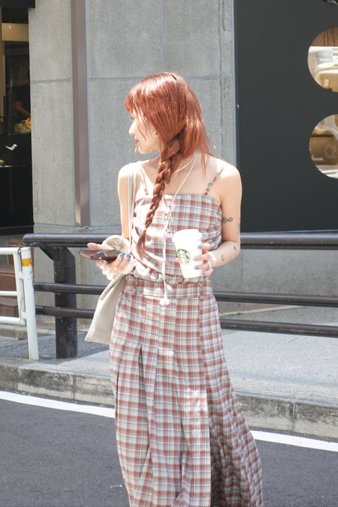 チェックギャザーキャミ